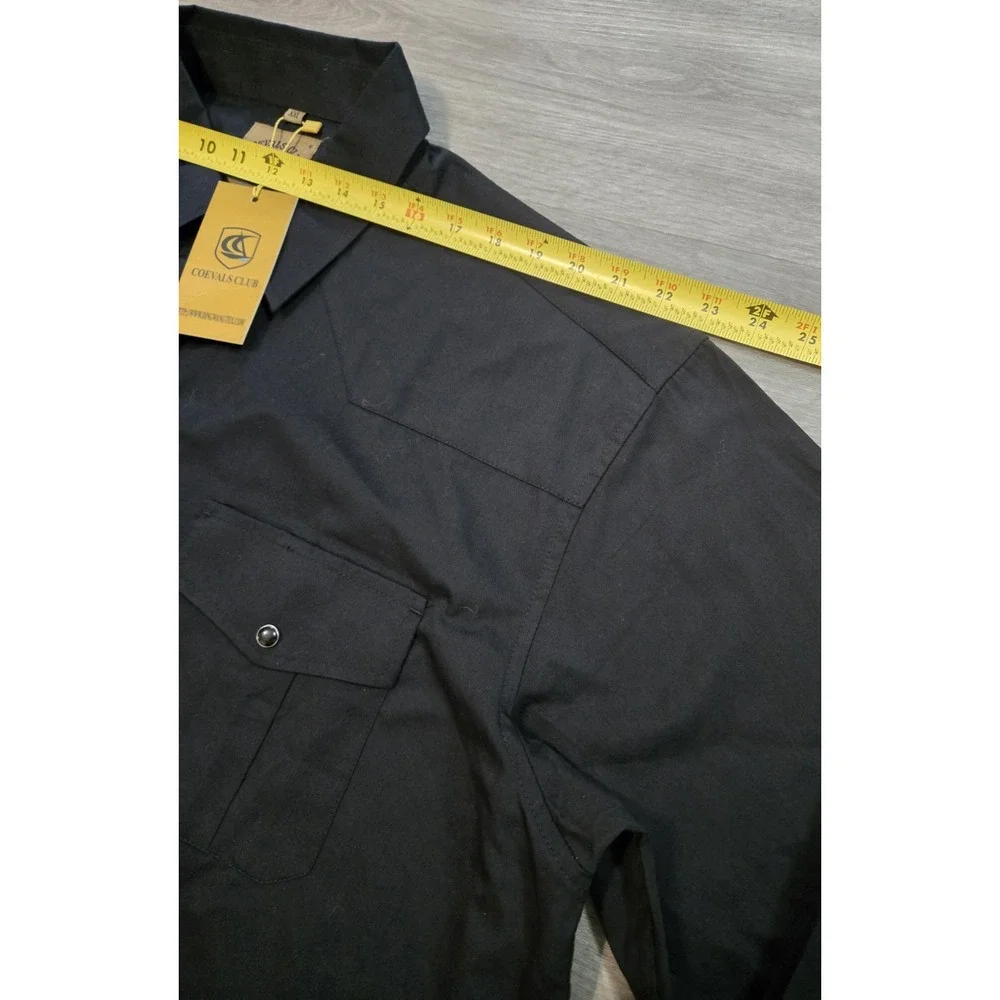 Coevals Club Pearl Snap Shirt Men 2XL Black L/S Roll Tab Sleeve Western NWT